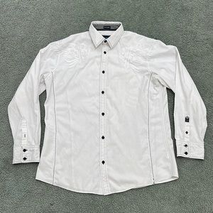 Men's Signature Edition ROAR Esteem White Embroidered Button Up shirt XXL